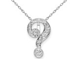 Sterling Silver Textured Question Mark Charm Pendant Necklace with Chain